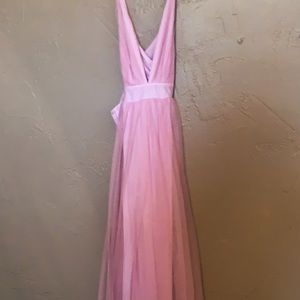 Pink lily long tulle dress